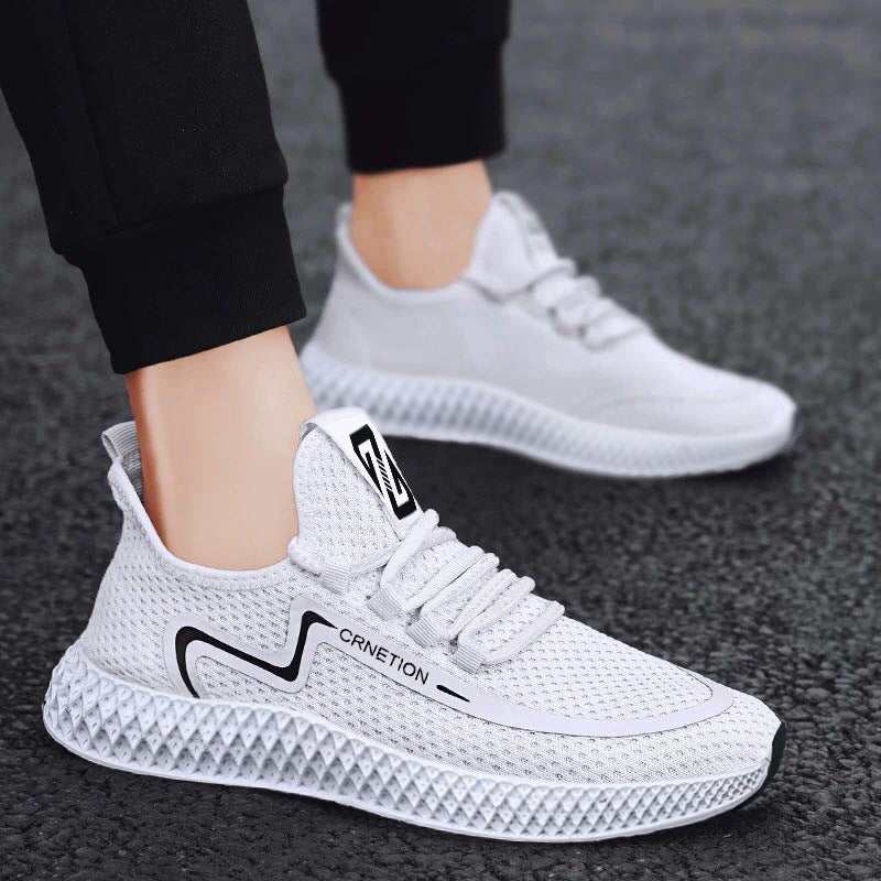 sengpashop Round Toe Casual Shoes Men's Front Lace-up Sports Casual Shoes Breathable Low Heel Mesh Shoes Men's Sports Spring Shoes