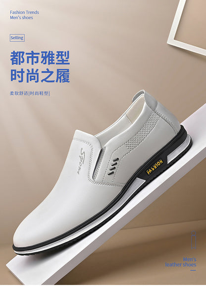 sengpashop Spring and Autumn plus Size Men's British Leather Shoes Men White Leather Shoes Slip-on Men's Shoes Leather Shoes Autumn Men's Casual