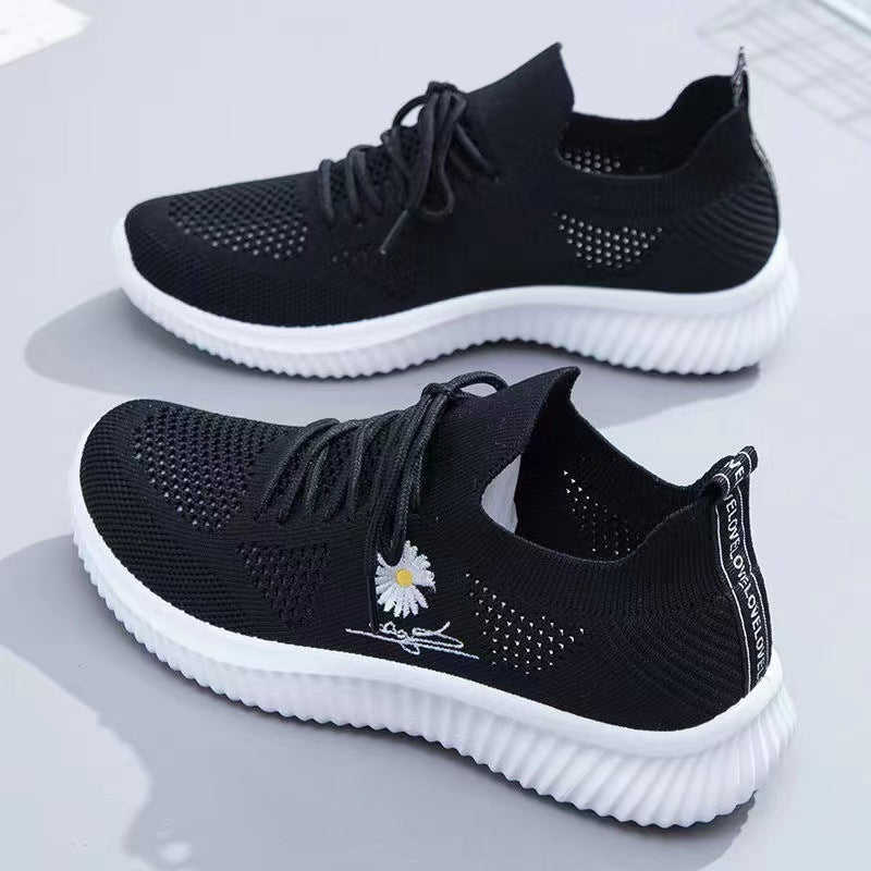 Women's Flying Woven White Coconut Pumps Leisure Sports Running Fashionable Shoes Girls  New Spring and Autumn All-Match