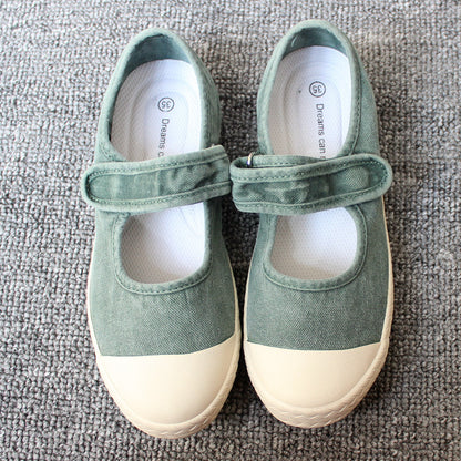 Spring, Summer, Autumn Three Seasons Wearable Japanese Women's Shoes Slip-on Lazy Shoes Washed Old Soft-Soled Canvas Shoes