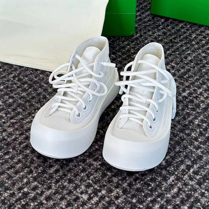 New Summer Men and Women BA. Bv Mickey White Shoes Big Toe High Top Canvas Shoes All-Matching Platform Height Increasing Shoes