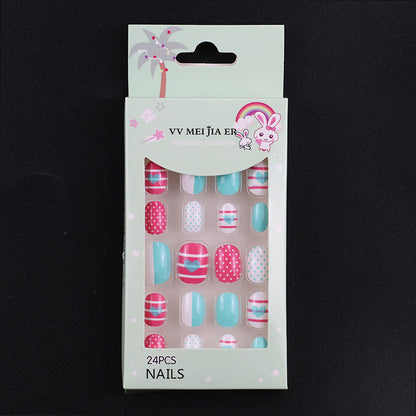 sengpan Children's Fake Nails Pieces Boxed Wear Armor Nail Art