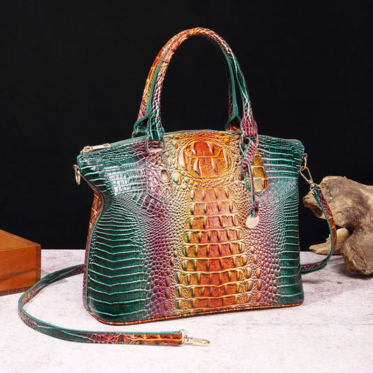 SENGPAN Popular, 2025 and the Middle East for New  independent station portable messenger retro women's bag multi-colored crocodile pattern Brahman