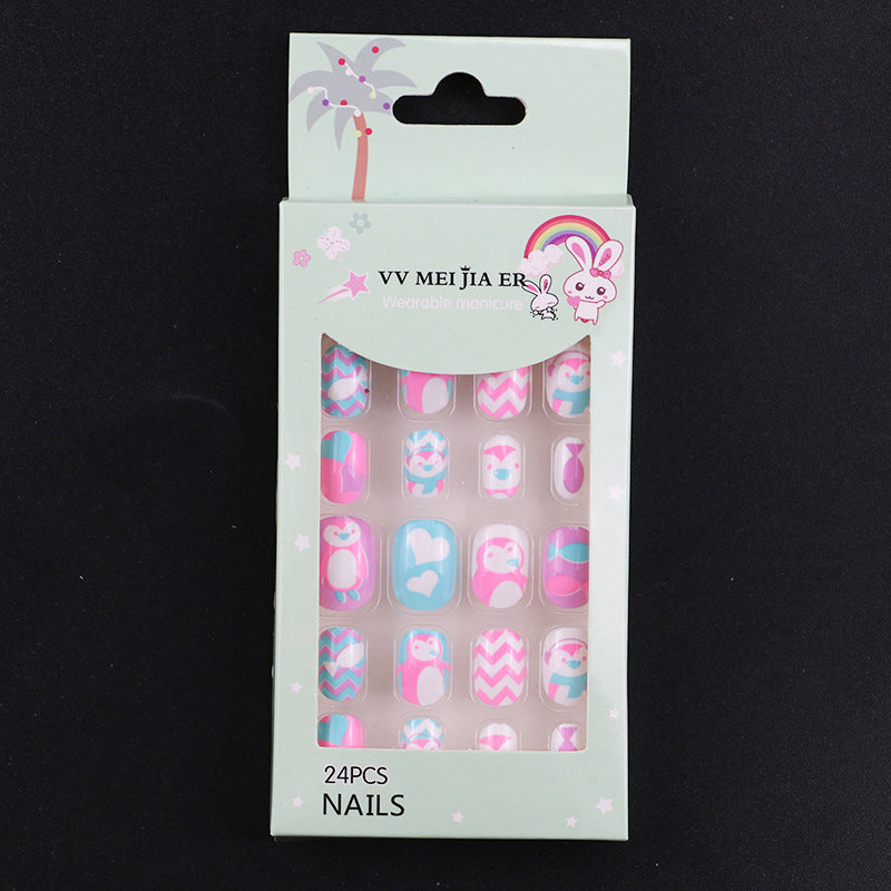 sengpan Children's Fake Nails Pieces Boxed Wear Armor Nail Art