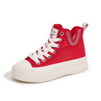 High-Top Canvas Shoes for Women  Summer New Breathable Mesh Sandals for Students Red Fashionable All-Match Casual Sneakers
