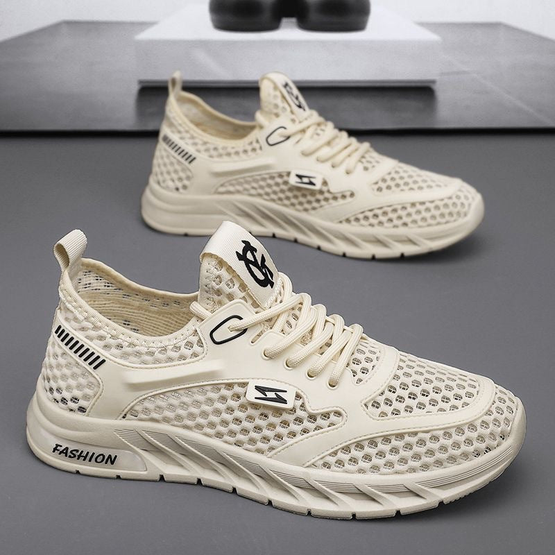 Men's Shoes Summer  New Hollow Breathable Casual Versatile Mesh Surface Shoes Soft Bottom and Wear Resistance Running Mesh Sports Fashion Shoes