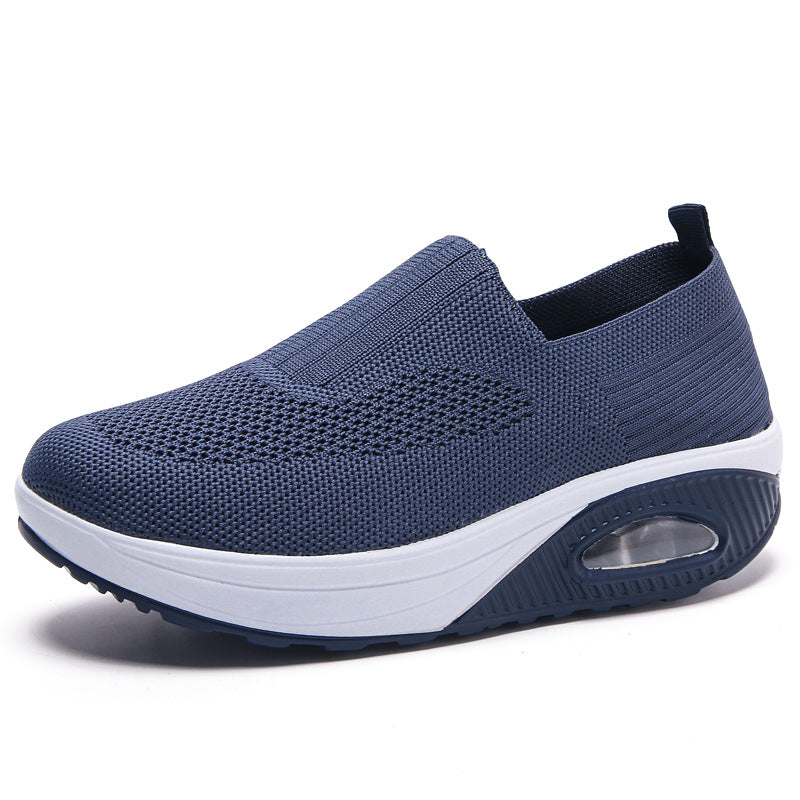 Temu Xiyin Cross-Border New Arrival Women's Casual Sports Air Cushion Mom Shoes Rocking Shoes Pumps Non-Slip Flying Woven Women's Shoes