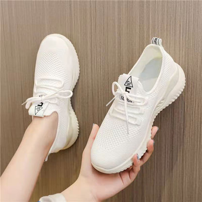 Women's Flying Woven White Coconut Pumps Leisure Sports Running Fashionable Shoes Girls  New Spring and Autumn All-Match