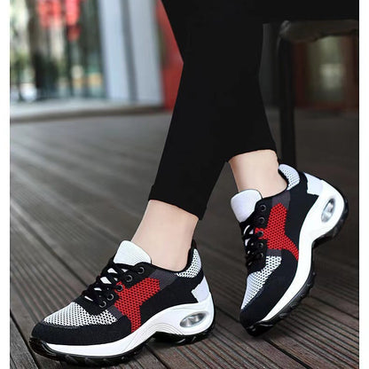 Foreign Trade Women's Shoes Spring and Summer New Breathable Mesh Air Cushion Sneaker Women's Stylish Height Increasing Casual Shoes Mom Shoes