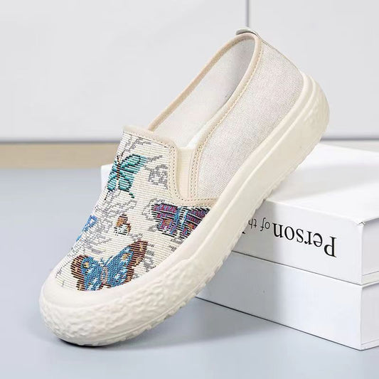 Spring and Summer New Popular Women's Canvas Shoes Fashionable All-Match Chinese Style Casual Platform Slip-on Pumps Women