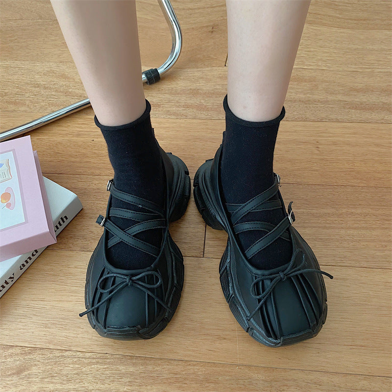 Black  Joker Chunky Heel Mary Jane Shoes Female  New Summer Retro Platform Female Sports Shoes