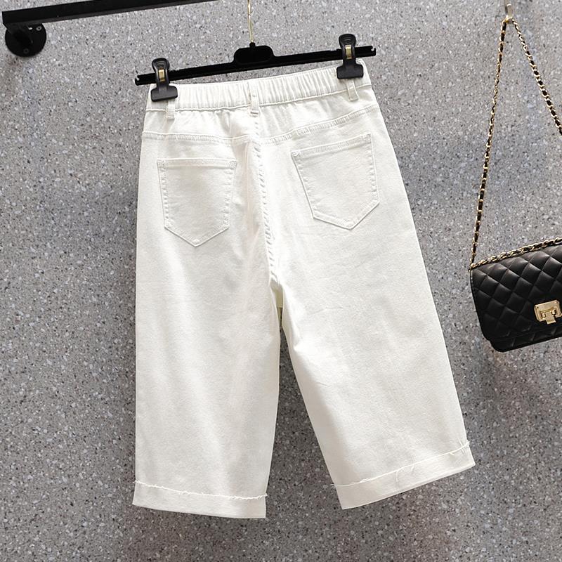 Women's White Shorts Jeans Summer Thin Shorts plus Size Plump Girls Slimming Pants Pear Shapes 2024 New