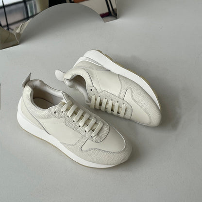 Autumn New Women's Shoes Top Layer Cowhide Waterproof Platform Platform Women's Casual Sneaker White Shoes