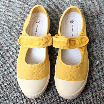 Spring, Summer, Autumn Three Seasons Wearable Japanese Women's Shoes Slip-on Lazy Shoes Washed Old Soft-Soled Canvas Shoes