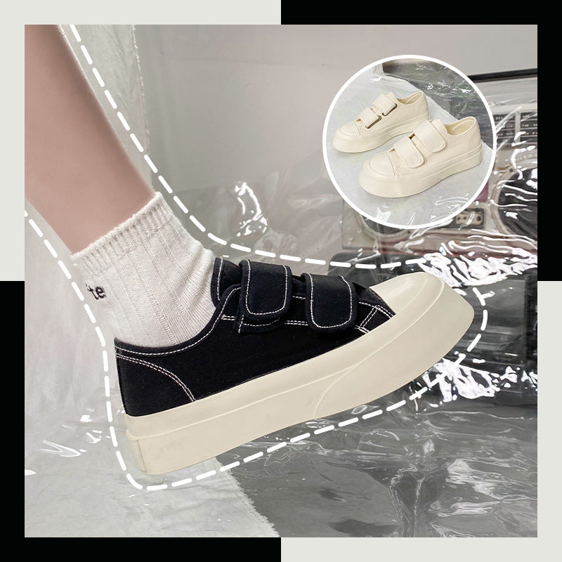 Wht Hot Sale Big Head Magic Stick Canvas Shoes Korean Style White Shoes Lolita Shoes  New Lazy Ugly-Cute Shoes