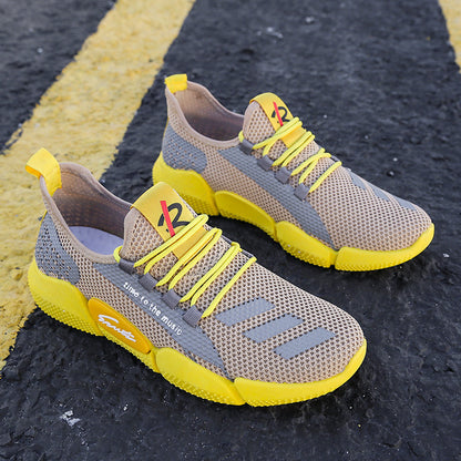 sengpashop Round Toe Casual Shoes Men's Front Lace-up Sports Casual Shoes Breathable Low Heel Mesh Shoes Men's Sports Spring Shoes