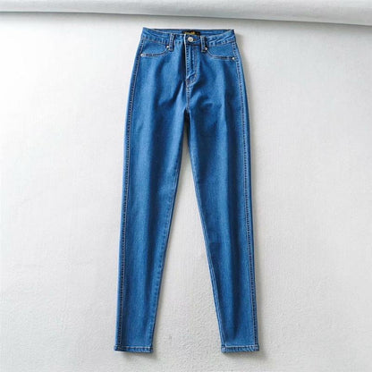 European and American Stretch Tight High Waist Slimming Denim Trousers Women's Autumn Hip Lifting Pencil Pants Women's Washed Skinny Pants