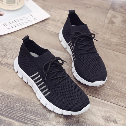 Foreign Trade plus Size   New Spring and Autumn Women's Shoes Breathable Flying Woven Soft Bottom Comfortable Sports Casual Shoes Ladies
