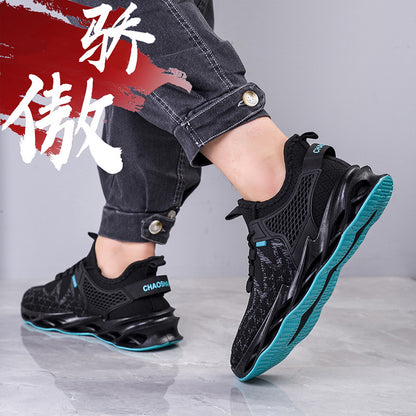 Men's Shoes Spring and Autumn Summer Breathable Thin  New Middle-Aged and Elderly Trendy Mesh Surface Shoes Sports Running Leisure Blade-Sharp Shoes