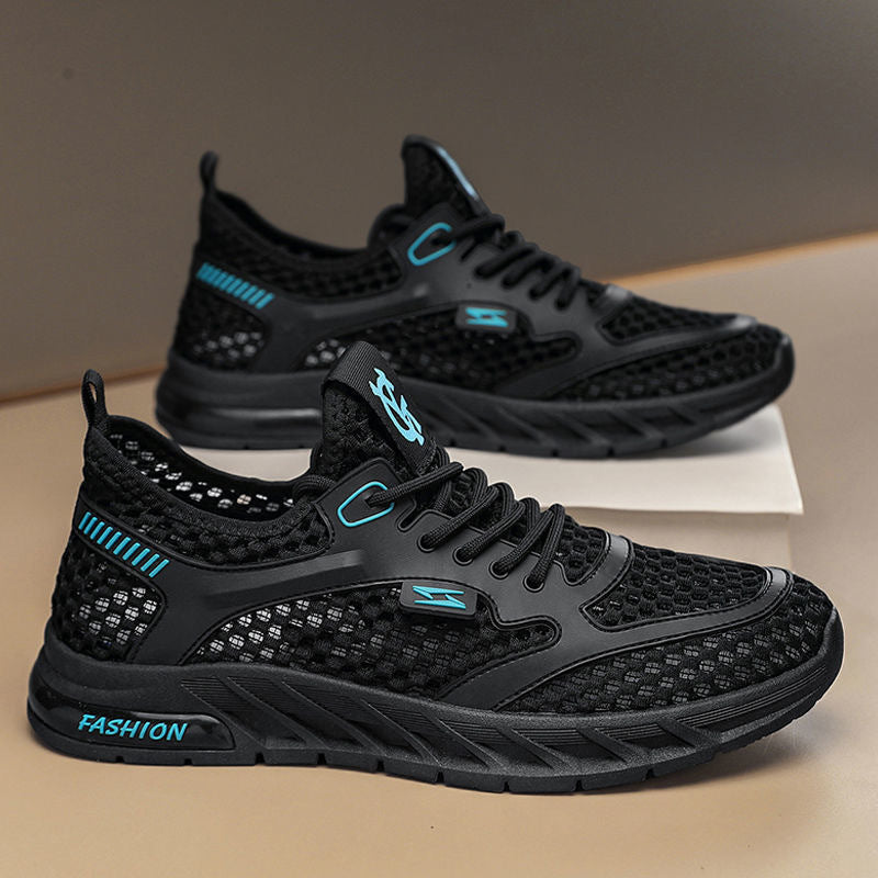 Men's Shoes Summer  New Hollow Breathable Casual Versatile Mesh Surface Shoes Soft Bottom and Wear Resistance Running Mesh Sports Fashion Shoes