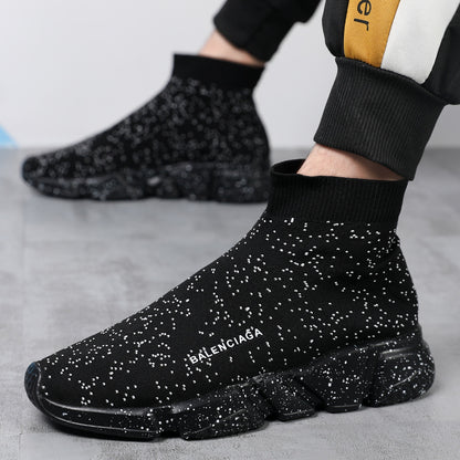 Stretch Sock Shoes Couple High-Top Men's Shoes Summer Breathable Gaobang Korean Style Trendy Lightweight Internet Celebrity Men Shoes