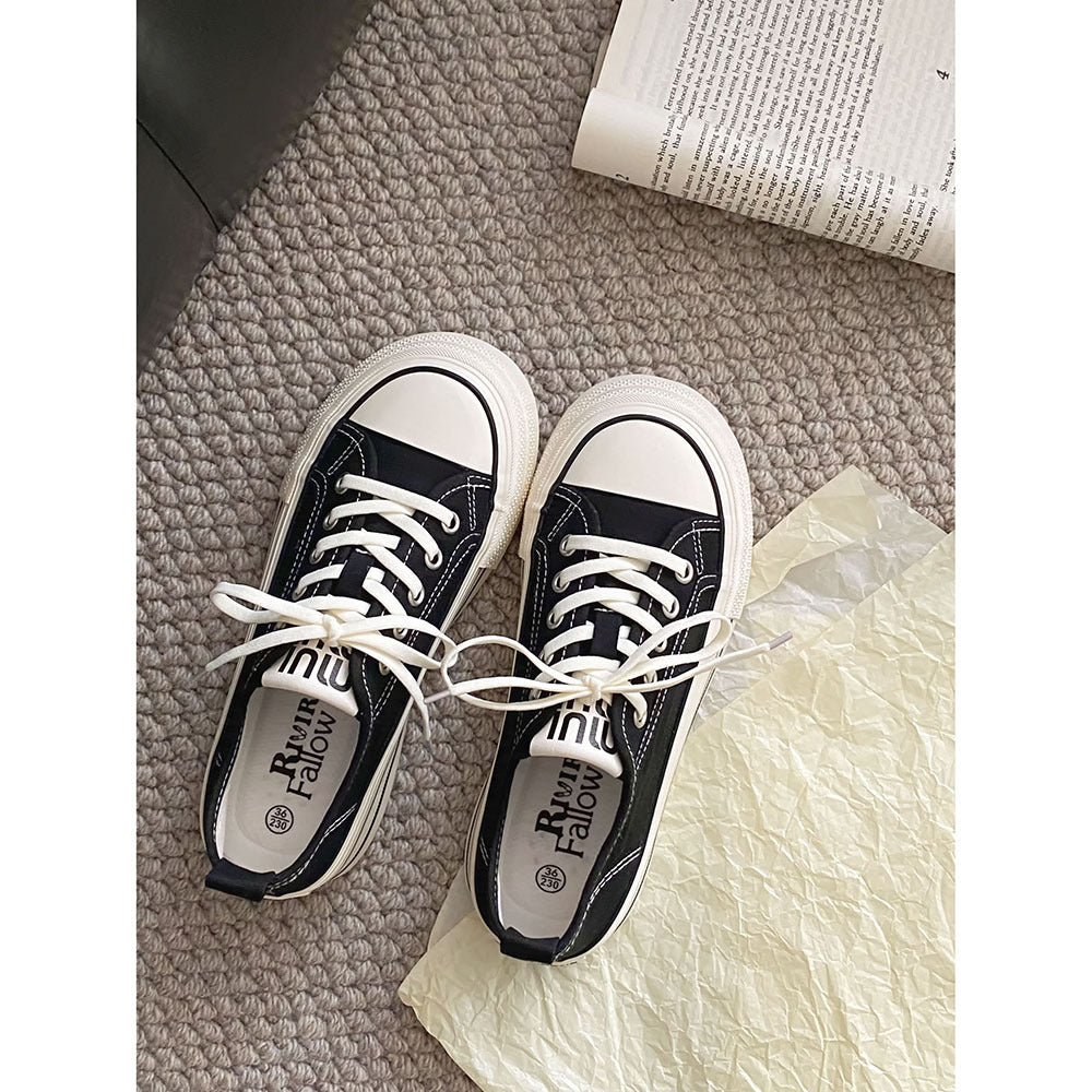 Thick Sole Height Increasing Small Canvas Shoes  Summer New White Shoes Women's Shoes with Skirt All-Matching Board Shoes