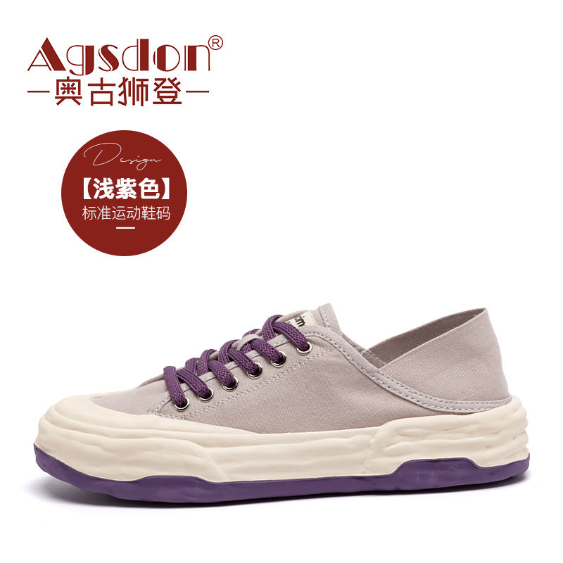 Augusto Canvas Shoes for Women  New Autumn College Style Retro White Shoes Two-Way Casual Sneakers Fashion