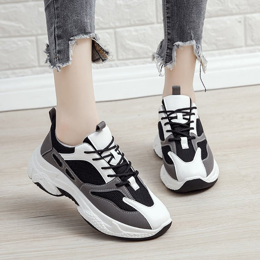 Sneaker Women's  New Women's Shoes Spring Korean Style Mesh Surface Breathable Clunky Sneakers Women's Student Running Casual Shoes