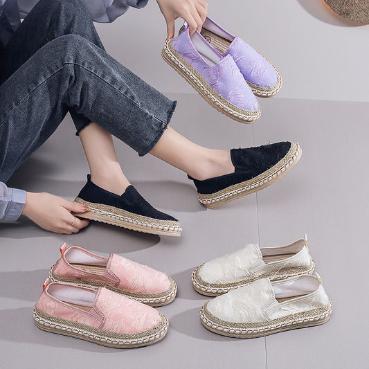 Cross-Border Women's Shoes Flat Bottom Fisherman Shoes  Summer New Breathable Fashion Old Beijing Cloth Shoes Women's Casual Shoes Pumps