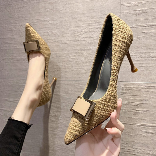 sengpashop Socialite Classy Stilettos High Heels Women  Spring and Summer New Pointed Toe Pumps Slimming Work Professional Women's Shoe