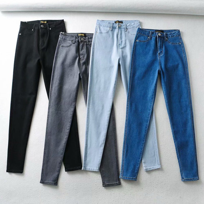 European and American Stretch Tight High Waist Slimming Denim Trousers Women's Autumn Hip Lifting Pencil Pants Women's Washed Skinny Pants