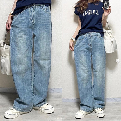 Japanese Jeans Women's 2024 Spring and Summer New Loose Mid Waist Slimming Wide Leg Pants Trousers Women's Jeans