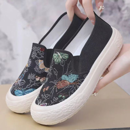 Spring and Summer New Popular Women's Canvas Shoes Fashionable All-Match Chinese Style Casual Platform Slip-on Pumps Women