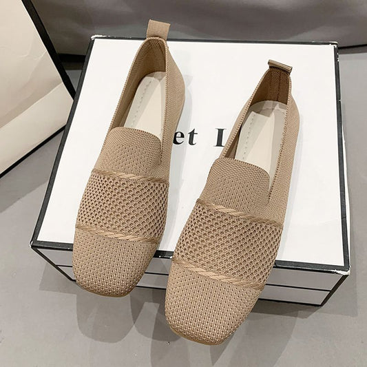 New Summer Breathable Flying Woven Women's Shoes Casual Shoes Flat Shoes Women's Pumps Work Shoes Mesh Surface Shoes Soft Sole Shoes