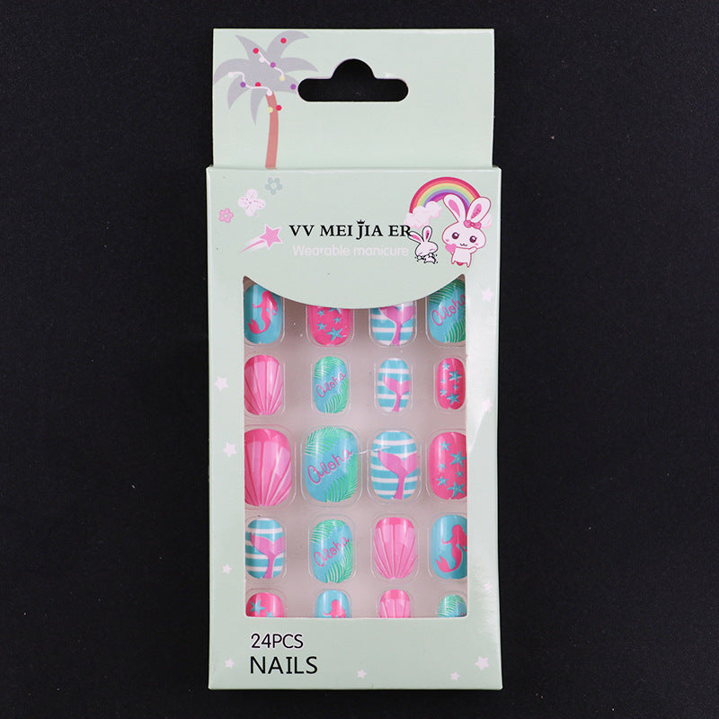 sengpan Children's Fake Nails Pieces Boxed Wear Armor Nail Art