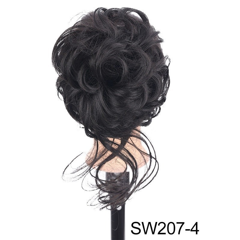 sengpan long Lazy Style Hair Clip Flower Bud Ball Head Female Natural Fluffy Long Beard Hair Bag Wig Set Ponytail Wig Ring Hairpin