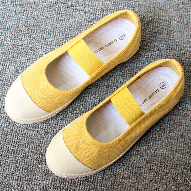 Spring, Summer, Autumn Three Seasons Wearable Japanese Women's Shoes Slip-on Lazy Shoes Washed Old Soft-Soled Canvas Shoes