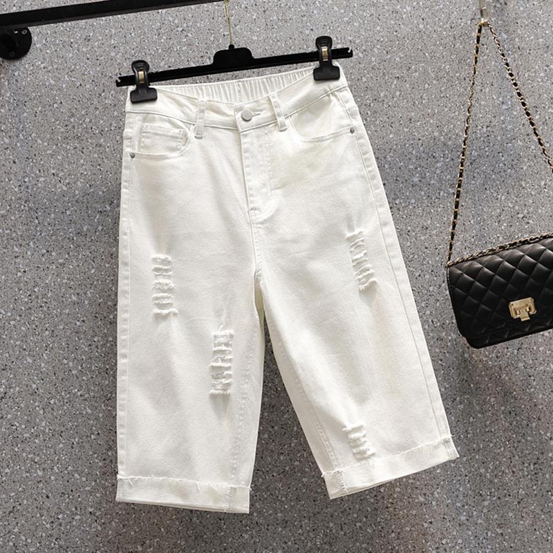 Women's White Shorts Jeans Summer Thin Shorts plus Size Plump Girls Slimming Pants Pear Shapes 2024 New