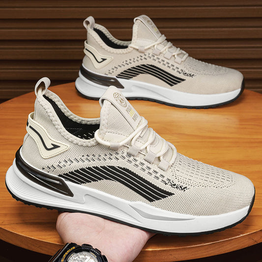 Men's Shoes  Summer New Flying Woven Casual Sneaker Men's Mesh Breathable Non-Slip Travel Light Running Shoes