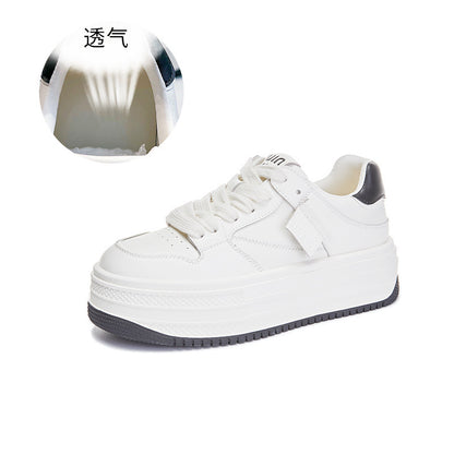 Women's White Shoes  Spring New Women's Platform Heightened Single Layer Shoes Women's Korean-Style Sneakers All-Matching Women's Shoes
