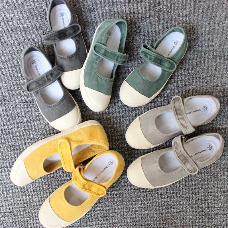 Spring, Summer, Autumn Three Seasons Wearable Japanese Women's Shoes Slip-on Lazy Shoes Washed Old Soft-Soled Canvas Shoes