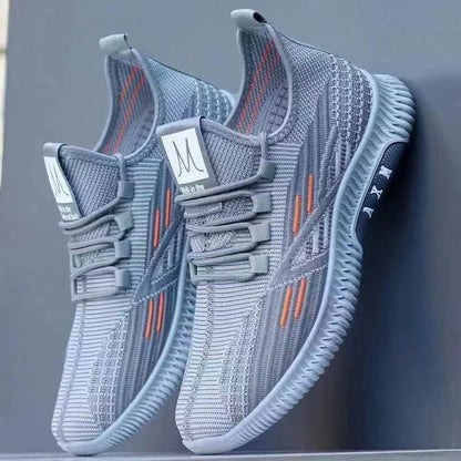 Spring and Autumn New Mesh Flying Woven Breathable Youth Shock-Absorbing Casual Versatile Sports Casual Men's Shoes