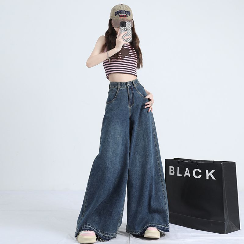 Wholesale Season Fashion Wide-Leg Pants Jeans Design Loose Mop Wide Leg Pants Slimming Women