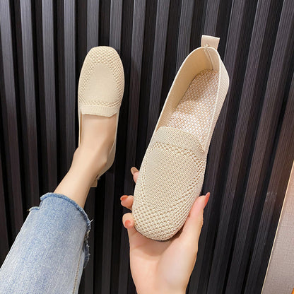 Cross-Border Wholesale Old Beijing Cloth Shoes Women's Shoes Fashionable Casual Breathable Flying Woven Women's Pumps Slip-on Cloth Shoes Women's Shoes