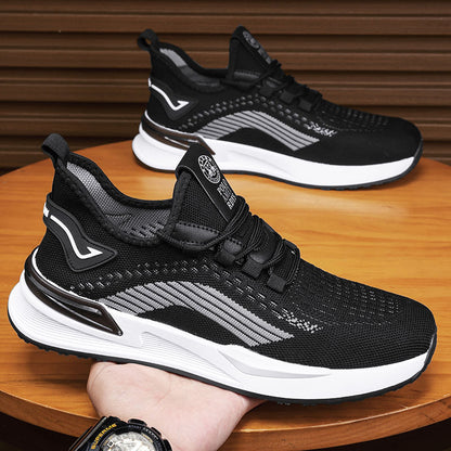 Men's Shoes  Summer New Flying Woven Casual Sneaker Men's Mesh Breathable Non-Slip Travel Light Running Shoes