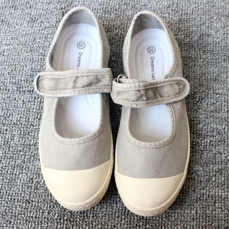 Spring, Summer, Autumn Three Seasons Wearable Japanese Women's Shoes Slip-on Lazy Shoes Washed Old Soft-Soled Canvas Shoes