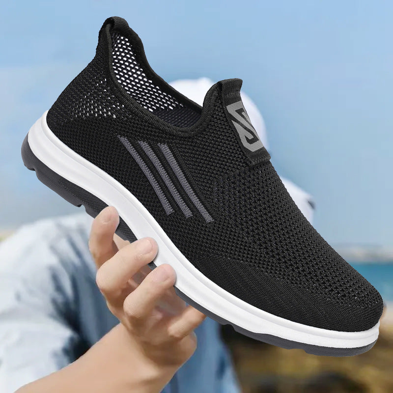 Cross-Border Foreign Trade Men's Shoes Slip-on Comfortable Lazy Shoes Casual Shoes Men's Flying Woven Breathable Casual Sneaker Wholesale