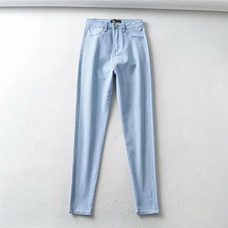 European and American Stretch Tight High Waist Slimming Denim Trousers Women's Autumn Hip Lifting Pencil Pants Women's Washed Skinny Pants