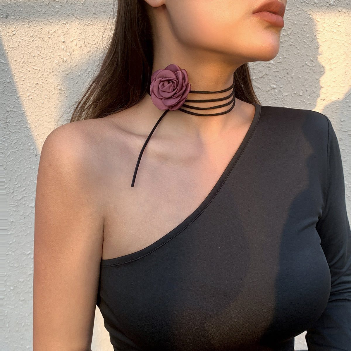 sengpan Halloween gothic dti Jewelry Velvet Flower Collar Rose Choker Plant Big Red Flower Women's Necklace