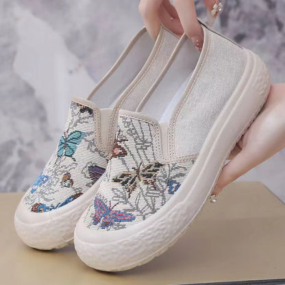 Spring and Summer New Popular Women's Canvas Shoes Fashionable All-Match Chinese Style Casual Platform Slip-on Pumps Women